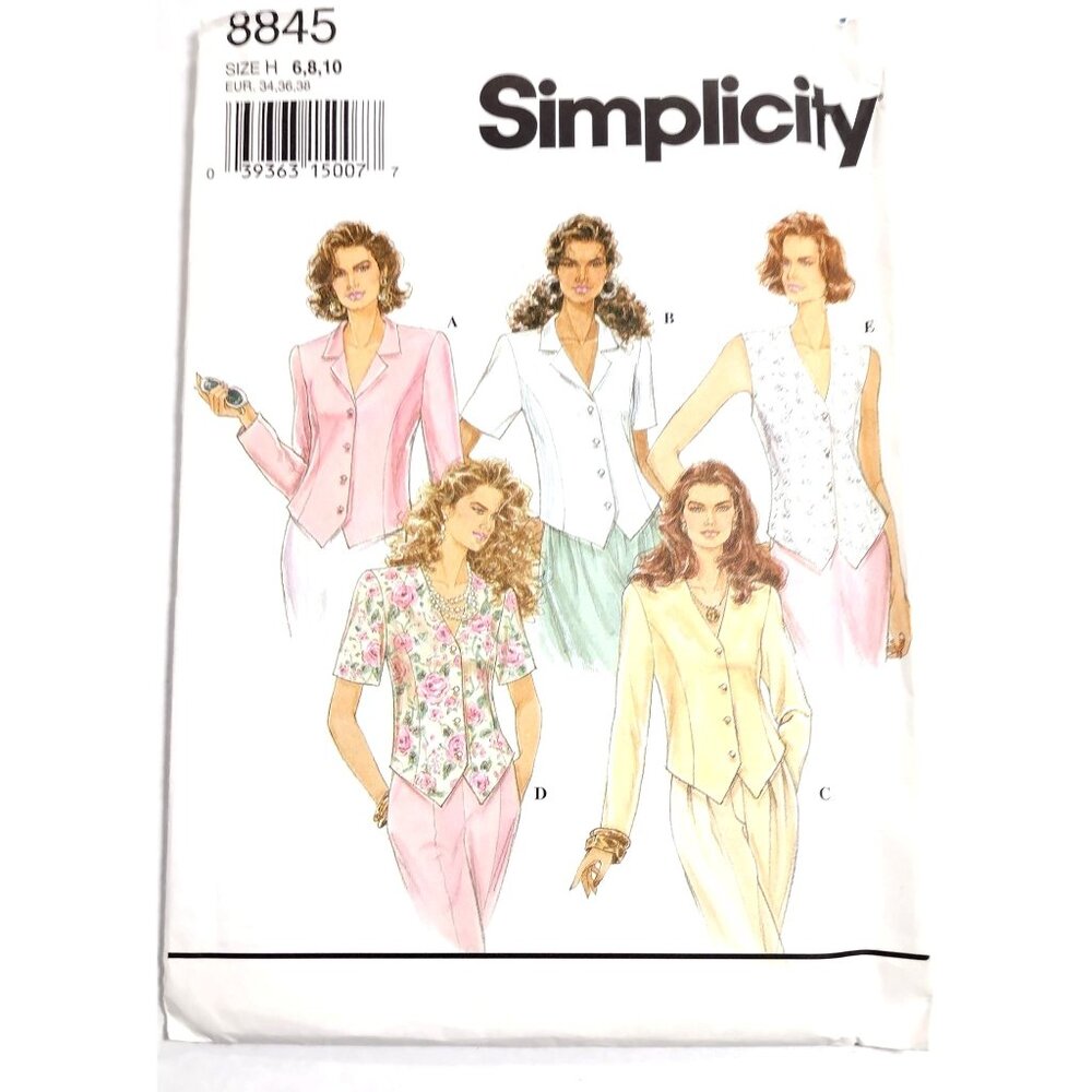 Simplicity Sewing Pattern 8845 womens top blouse shirt size 6-8-10 uncut factory